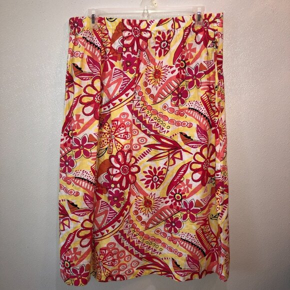 Set of 2 Choices Womens Pink Floral Linen Large Blazer Jacket XL Skirt Summer - Picture 6 of 16